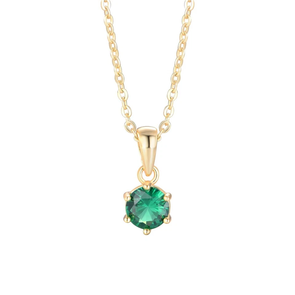 Ladies 9 Carat Gold on Sterling 925 Silver 0.5 Carat Emerald Pendant Necklace — 第 4/4 张图片