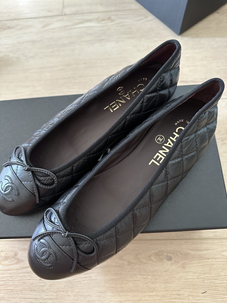 size 36.5EU NIB CHANEL Black Aged Calfskin Cap Toe Ballerina size 36.5EU NIB CHANEL Black Aged Calfskin Cap Toe Ballerina