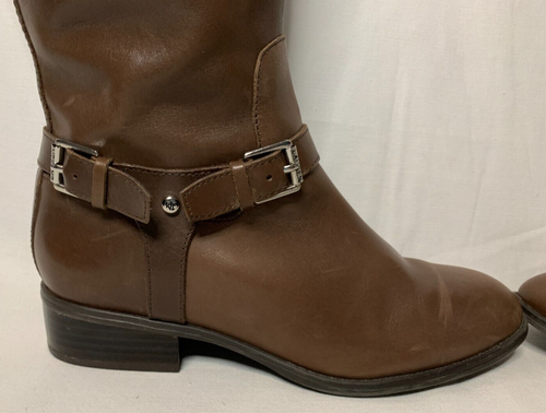 Ralph Lauren Marion Brown Leather Side Zip Logo Buckle Tall Riding Boots 6 B - Picture 14 of 20