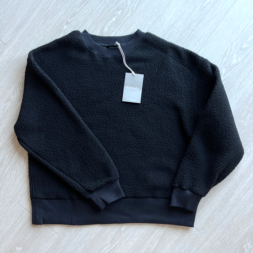 Everlane Renew Teddy Shirt Damen Medium Oversized Fleece Sweatshirt schwarz