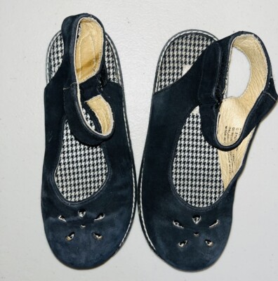 Vintage Goody Children's Girls Kids Suede Blue Pussy Cat Loafer Shoes Buckle 10
