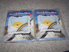 2 Vintage 1979 YOURS TRULY "Sunny Rainbow Pillow" EMBROIDERY KITS 1309 Applique