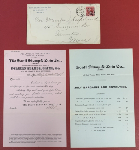 Cubierta de Scott Stamp & Coin Co. U.S. 2c Washington usada en 1894 con 2 recintos - Imagen 1 de 5