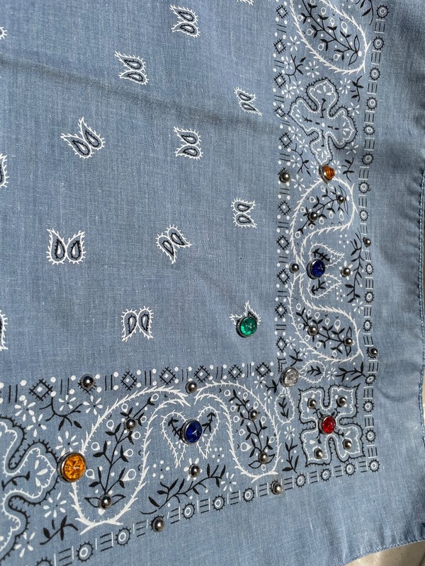 Denim Rinestone Bandanna 20 x 21 inches