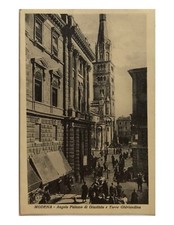 MODENA - ANGOLO PALAZZO DI GIUSTIZIA E TORRE GHIRLANDINA - ANNO 1938 - VIAGGIATA