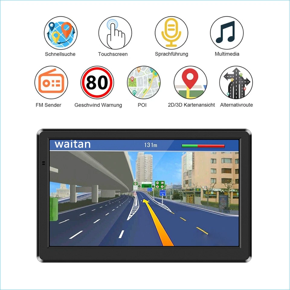 7 Zoll GPS Navi Navigation für Auto LKW PKW Navigationsgerät 8GB EU Karte 2025 - Bild 3 von 4