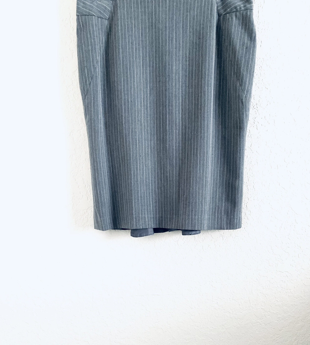 VTG Rafaella Studio Suit 2 Piece Skirt Set Gray Stripe Lined Women 8P Career 90s