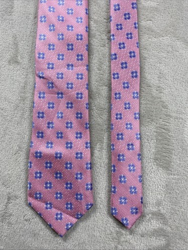 Nordstrom Men's Shop 100% Silk Pink Blue Floral Pattern Necktie Tie - Picture 3 of 8