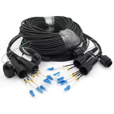 50M LC-LC UPC SM 6 Strand Armored Field TPU Optical Patch Cord Waterproof Head