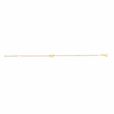 7'' poliertes Herz Armband echt 14K Gelbgold 0,5gr