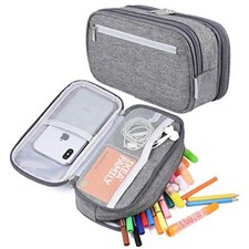 Big Capacity Pencil Case Large Pencil Bag Pouch Pen Pencil Holder Marker Grey