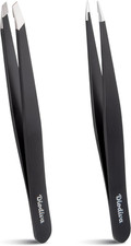 pinzas para cejas de acero inoxidable depilacion facial precision estuche par 2