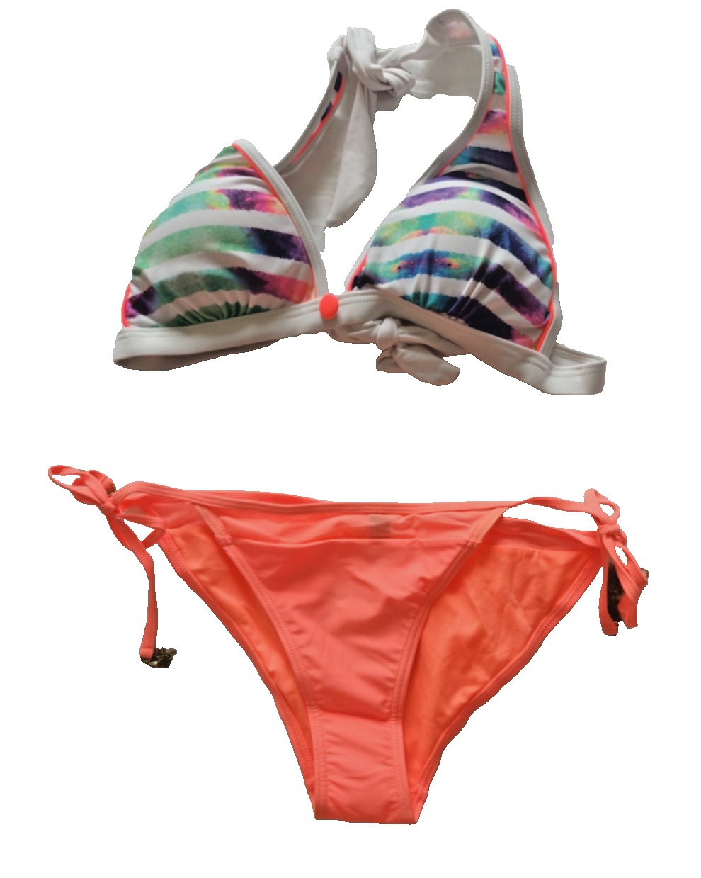 Ocean Club/Ann Summers UK 14/16 Multi/Peach Padded Halterneck Bikini Brief Set
