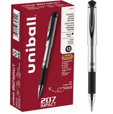uni-ball® 207™ Impact™ Gel Pens, Bold Point, 1.0 mm, Black; Black Ink Pack - 12