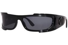 Versace VE4446 GB1/87 Sunglasses Black/Dark Grey Lens Wrap Rectangle Shape 67mm