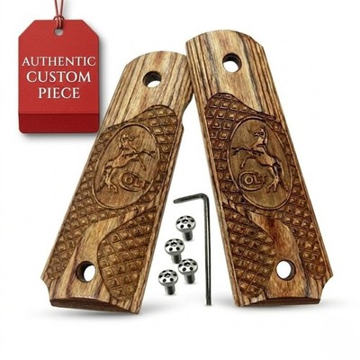 1911 Wood Grips Full Size Ambi Safety Rosewood Finish with Screws SK Customs