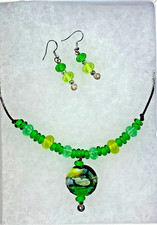 Artisan Necklace & Earrings set Featuring Handmade Lampwork Glass Beads
