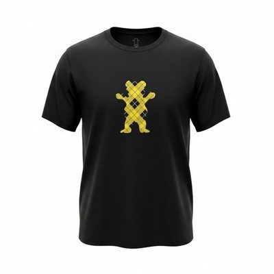 Grizzly Griptape OG Bear T-Shirt Plaid Black Yellow Men s Size 2XL