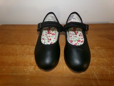 Dance Pre-Owned Tap Shoes Capezio 3800 12M Kids Black Mary Jane Leather Easy