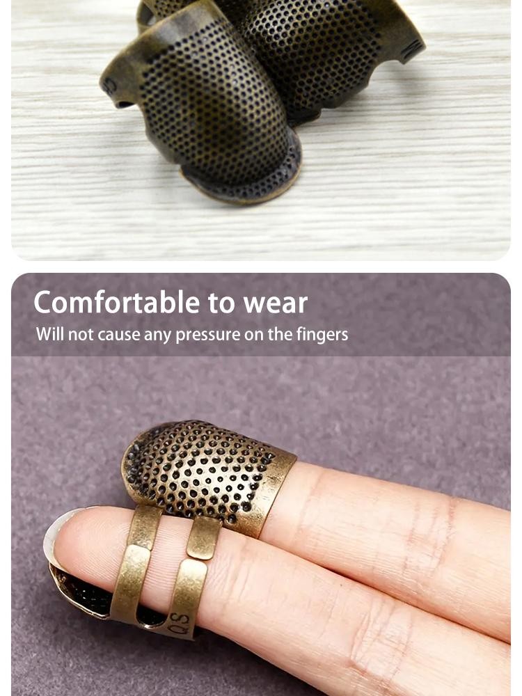 Adjustable Vintage Sewing Thimble Non-Slip Embroidery Ring, Needle Holder Finger