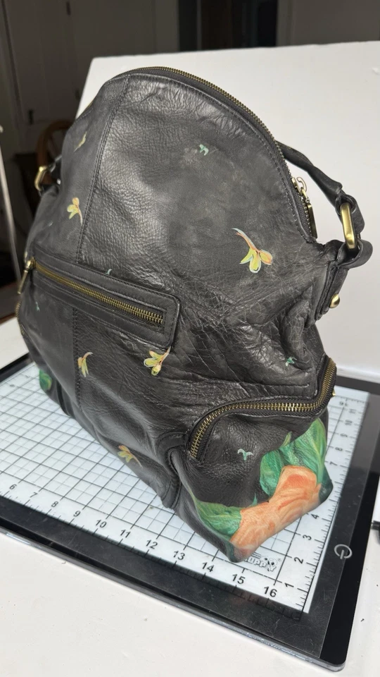 Bolso de Hombro ICON Los Angeles Cuero Negro y Multi Mujer Floral. Oro Foto 4 de 4