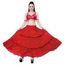 Chiffon 3 Layer Belly Dance skirt tribal Dance Full flair skirt Plus Size C3
