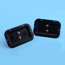 2x Black Speaker Jack Plates w/ NL4 Speakon Connectors for PA Speakers Cabinets