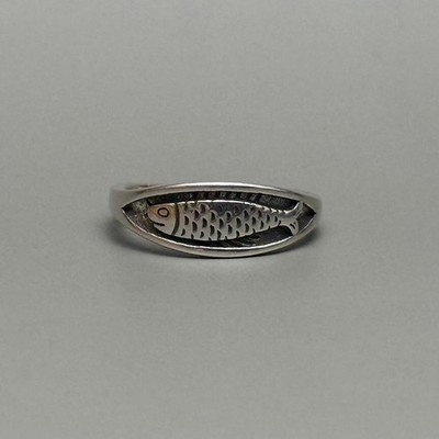 Vintage Silver Engraved Fish Ring   Adjustable Size, Unisex, Brand New
