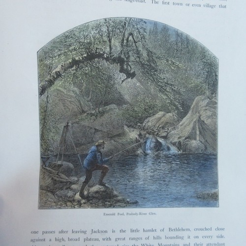 1872 hand Colored print Peabody River Glen NH New Hampshire fishing painting