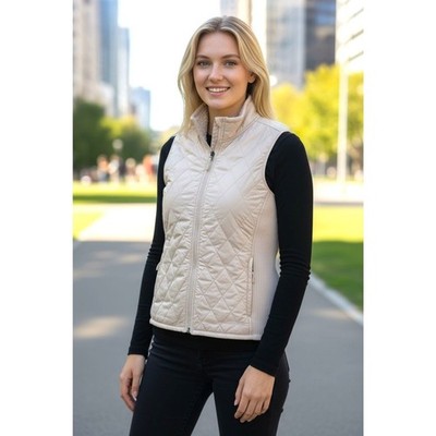 L.L Bean Spring Quilt Vest Inside Sherpa Fleece Lined L Ivory Lagenlook Preppy