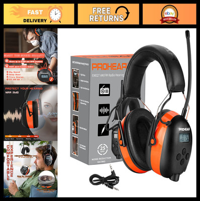 AM FM Radio Headphones with Digital Display, 25dB NRR Safety Earmuffs for Work,