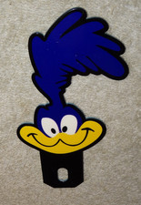 Vintage Roadrunner Looney Tunes 5 Metal Gasoline Oil License Plate Topper Sign Vintage Roadrunner Looney Tunes 5 Metal Gasoline Oil License Plate Topper Sign