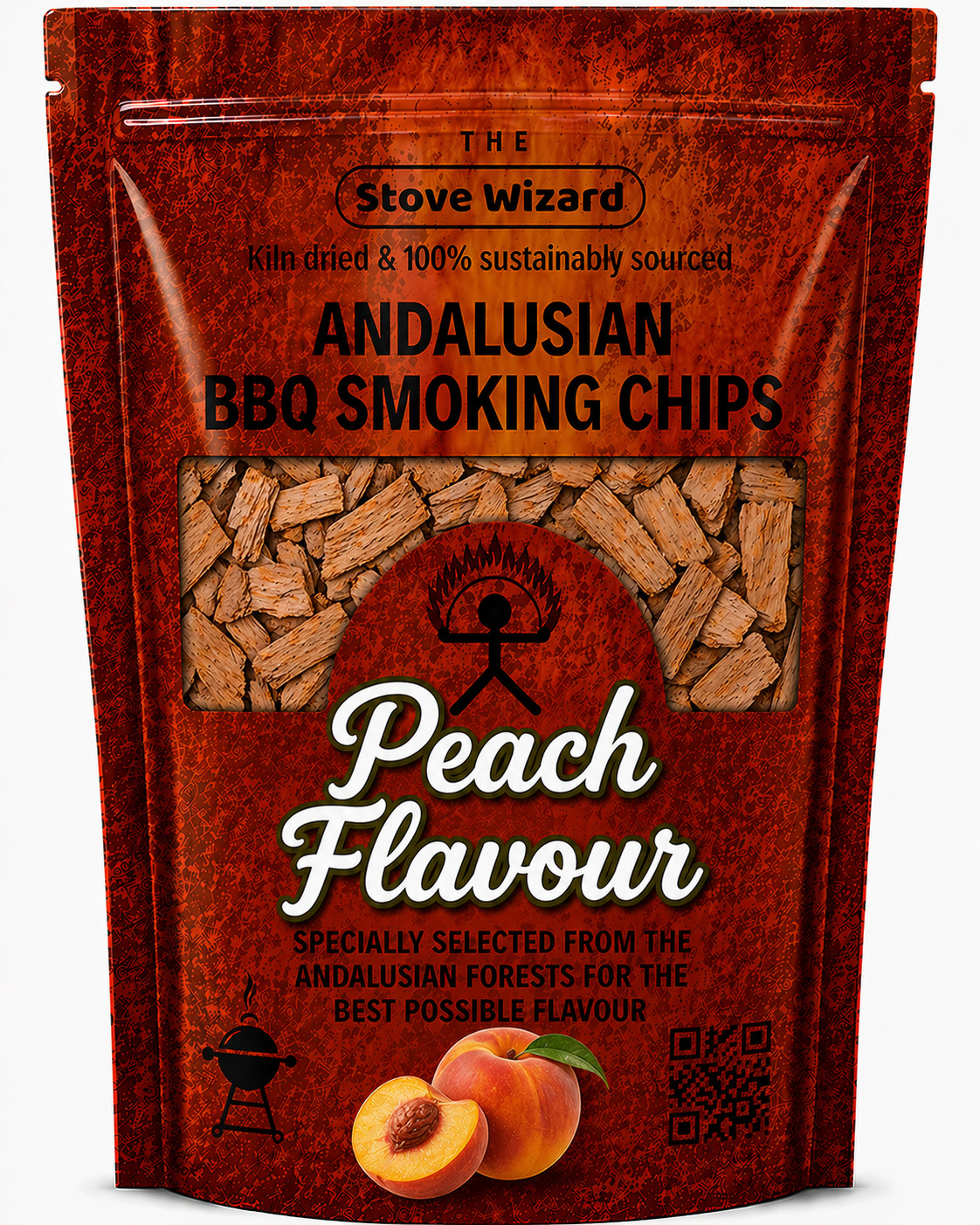 BBQ Smoking Wood Chips Peach Premium Smoker Fuel Natural 850g 3.4L