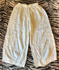 Bryn Walker White Sheer Linen Pants Wide Leg Pull On W Pockets