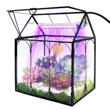 Plant Terrarium Kit with Grow Light, Black-Small Black