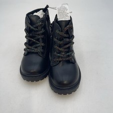Toddler Combat Boots Girls Size 5 Black Faux Fur Lined Zip Ankle Winter New