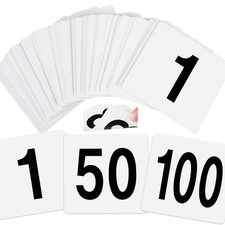 100 Pcs Table Numbers 1-100, Plastic Double Sided Table Number Cards, 4x3.7 I...