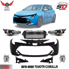 Front Bumper Cover Fascia & Grille Assembly Kit For 2019-2022 Toyota Corolla