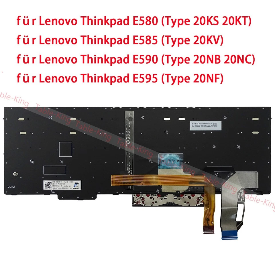 Turkish With Backlit Keyboard For Lenovo Thinkpad E580 E585 E590 E595 - Image 2 of 2