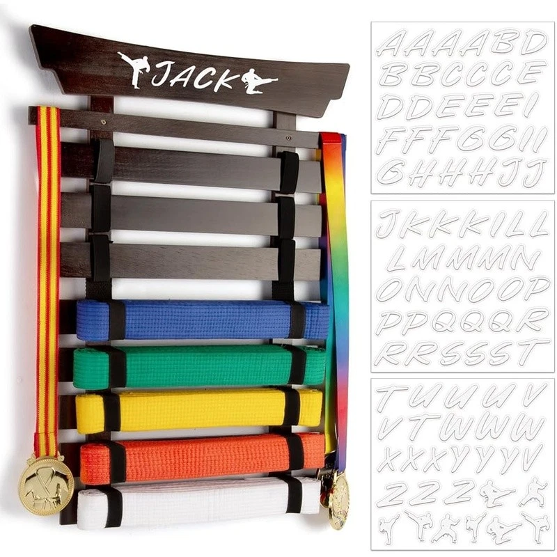 Karate Taekwondo Martial Arts Belt Display Rack Holds 8 Belts W/ Stickers New - Image 2 of 4