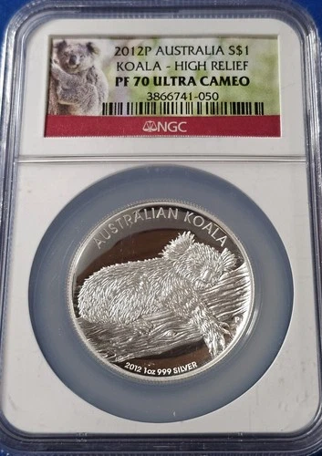 A 2012P Australia Silver $1 Koala High Relief - NGC PF 70 UCAM