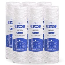 Whole House 5" x 2. 5" String Wound Sediment Water Filter Cartridge Pack of 6