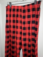 Holiday Pajama Pants Men Plaid Red Black XL