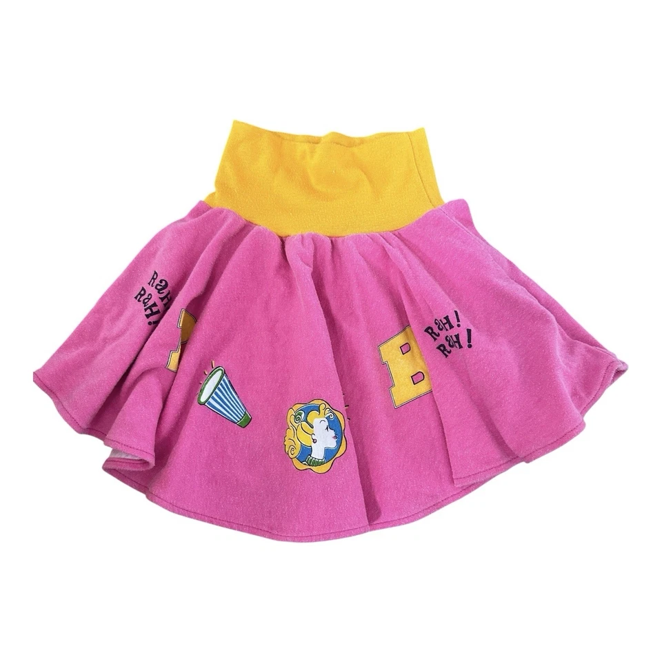 De Colección Barbie para Niñas Falda Animadora Años 80 Rosa Amarillo Gráfico 5/6 Rah Rah Retro Foto 2 de 4