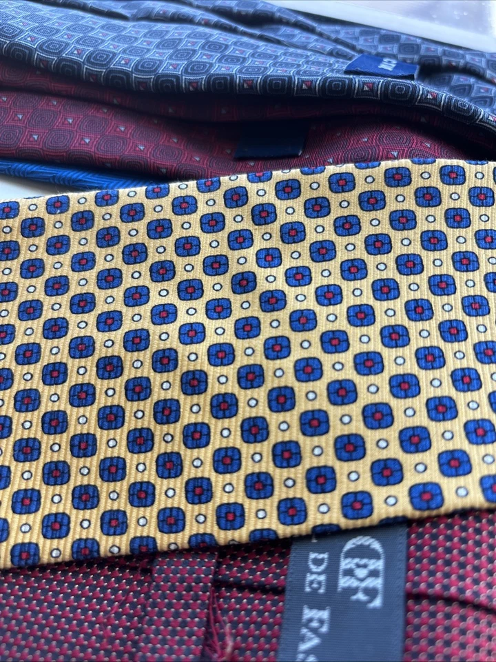 Lunares geométricos LAUREN RALPH LAUREN amarillo azul rojo 3,75 pulgadas CORBATA HOMBRE SEDA Foto 4 de 4