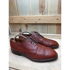 Salvatore Ferragamo Mens Cap-Toe Oxford Shoes Size 7D Brown Leather