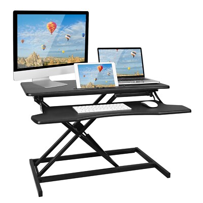 31'' Dual Monitor Adjustable Height Desk Riser Tabletop Sit to Stand Workstation