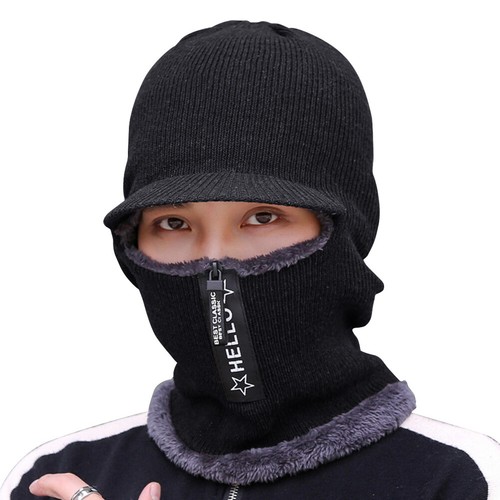 Winter Beanie Hat Unisex Thick Knit Beanie Cap Knitted Hat for Cycling (Black) # - Picture 7 of 12