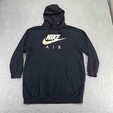 Nike Hoodie Womens XS Black Metallic Gold Swoosh Logo Air Oversized Long Sleeve