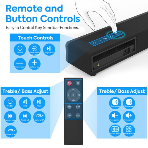 Wireless Bluetooth Sound Bar Soundbar Speaker Home TV Computers Theater System - Picture 9 of 11